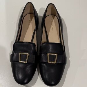 Cole Haan Women's Black Loafers with Gold Buckle